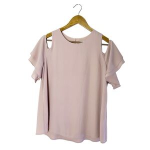 Veronica M Pink Cold Shoulder Top Keyhole Cutout Shell Office